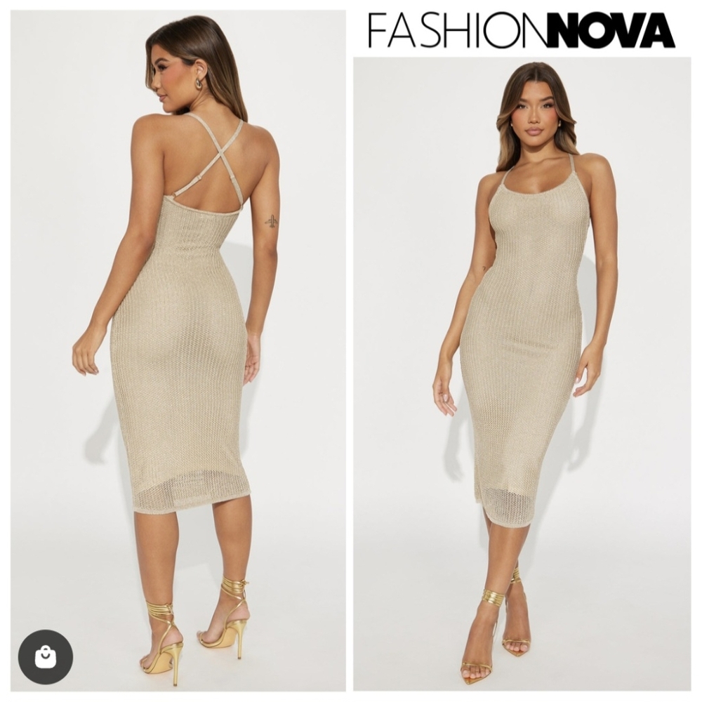 Sol Metallic Crochet MaxiDress - Gold